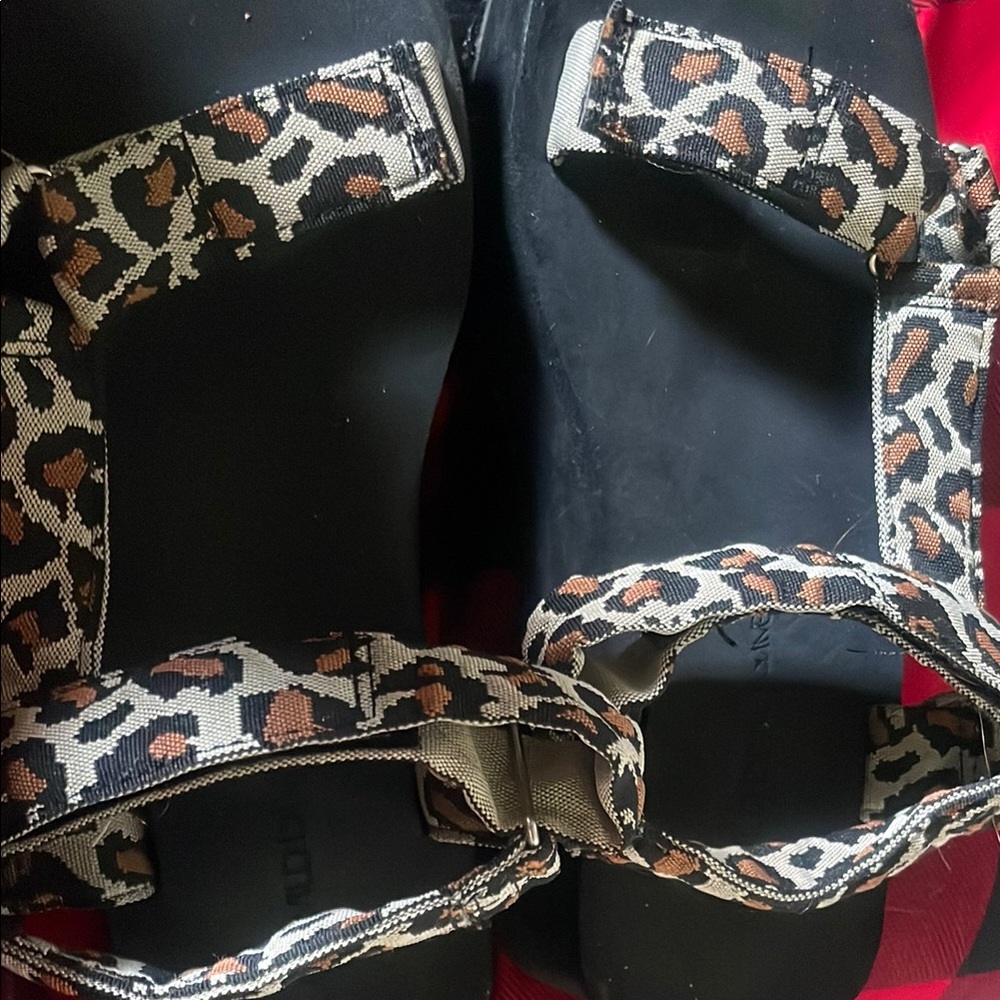 Leopard Print Sandals with Black Soles